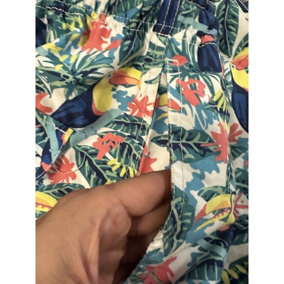 YP Threads Australia Mens Swim Shorts Sz 32 Tropical Colorful Birds Palm Trees - Picture 12 of 16